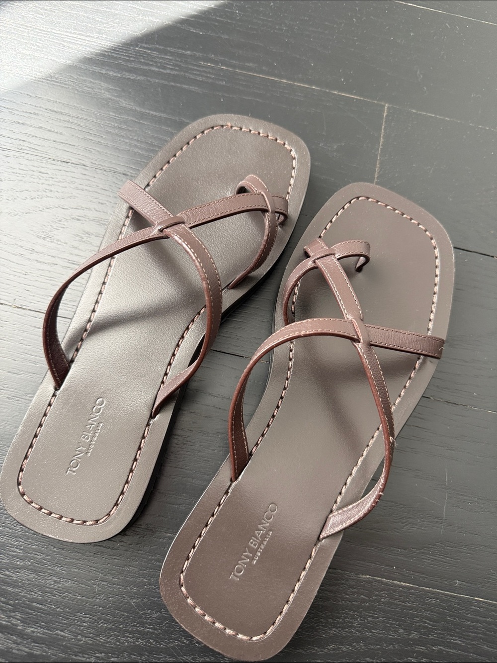 Tony Bianco Dark Brown Minimalist Strappy Sandals